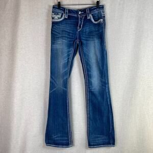 Rock Revival Womens Gysu Boot Cut Jeans Size 26 Embellished Y2K Whiskers Medium